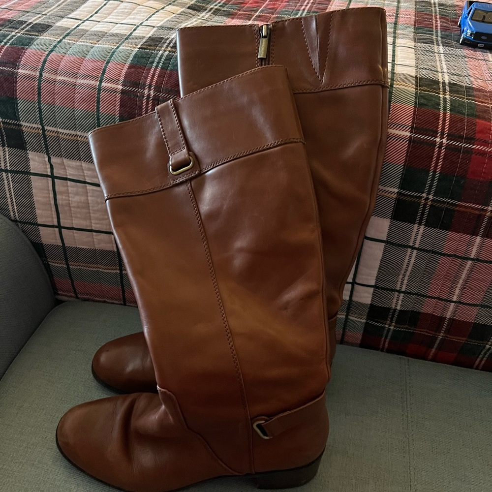 Bandolino wide calf tan leather boots